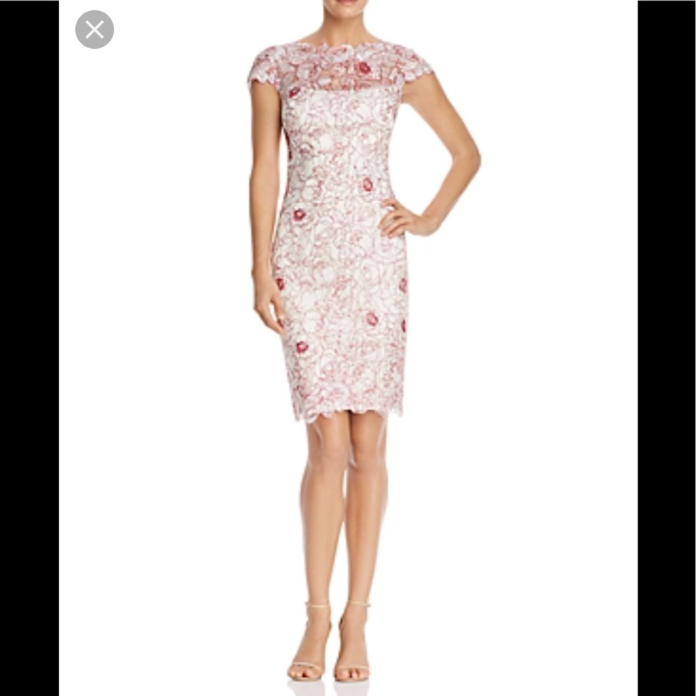 TADASHI SHOJI Petites Cap-Sleeve Lace Dress SZ 4p